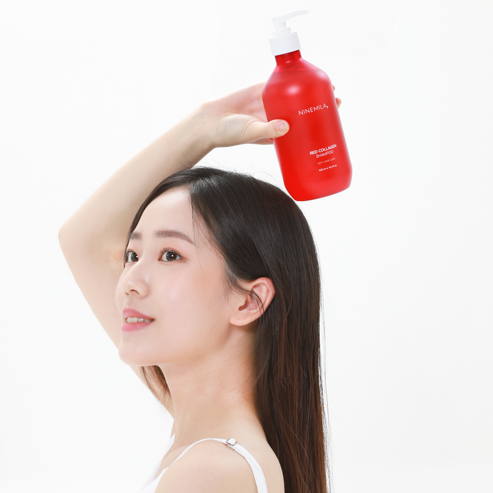 나인밀라 레드콜라겐 손상모발용 탈모샴푸 본품 (+ 리필 추가선택) 그린로즈향, 500ml, 1개 - 상세 이미지 2