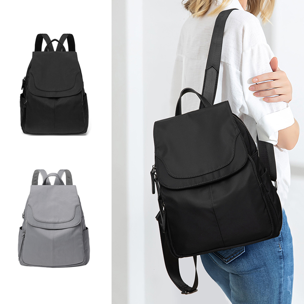 가벼운 무지 나일론 원단 캐주얼 지퍼 백팩 여행용 배낭 학생 직장인 방수 가방