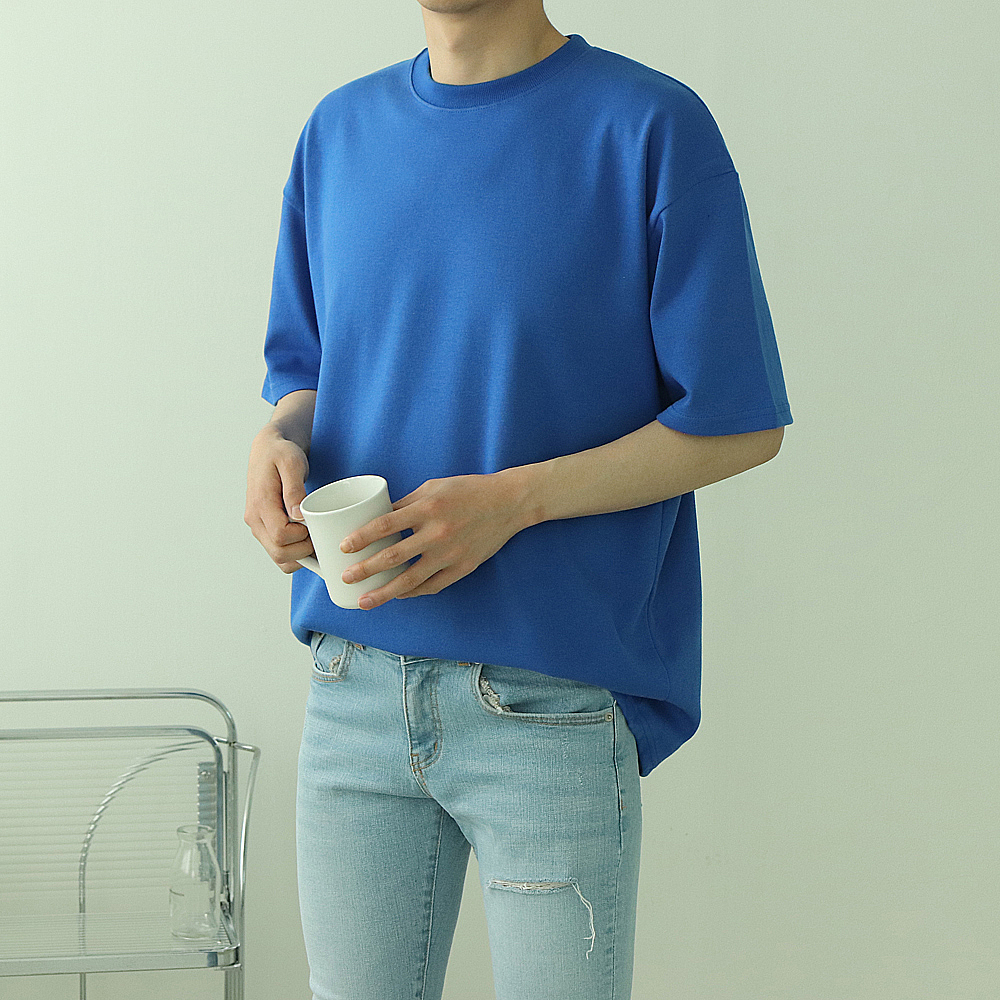 남자반팔티 이너 레이어드티 커플 남성오버핏반팔 제품 이미지