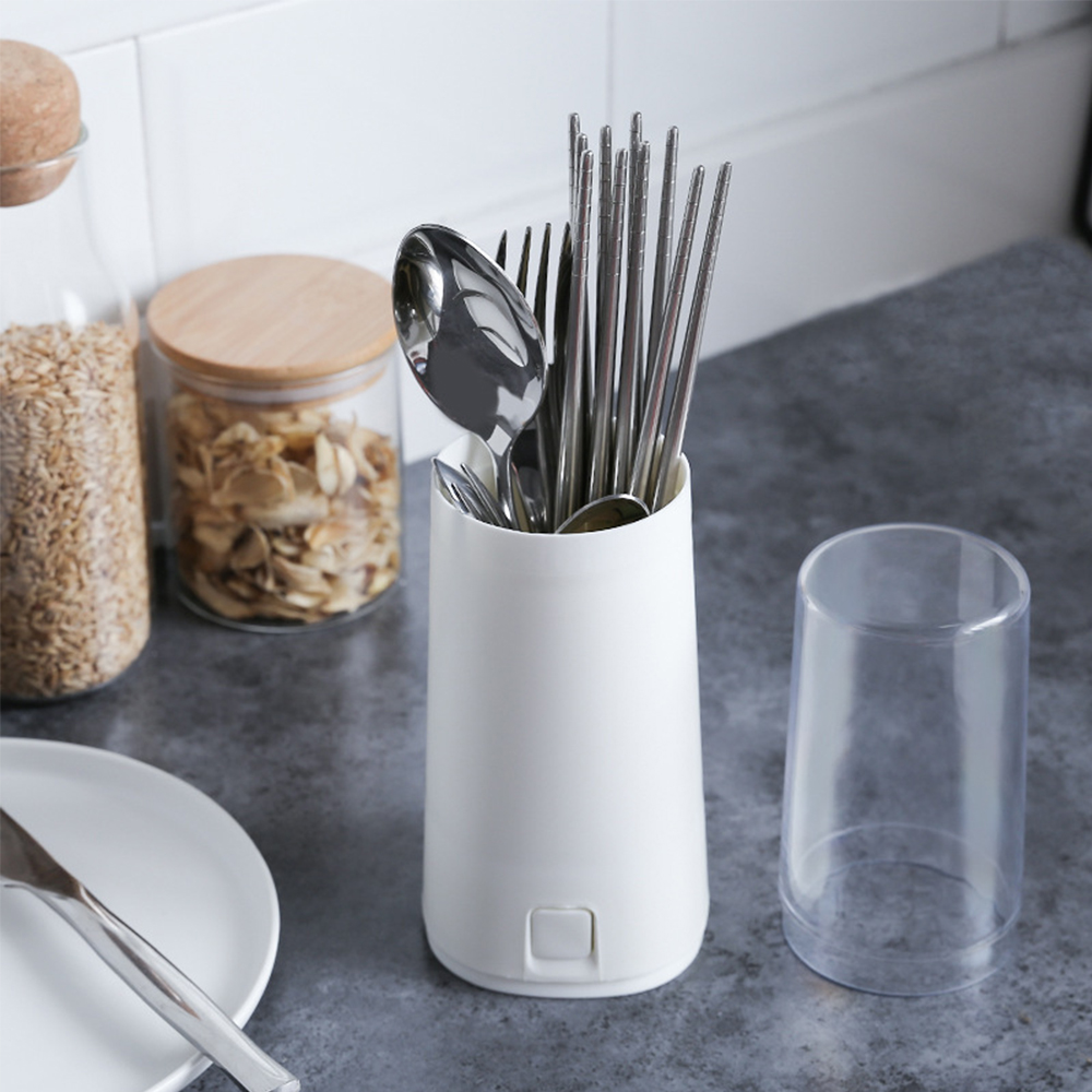 스탠드형 뚜껑있는 물빠짐 북유럽 수저통