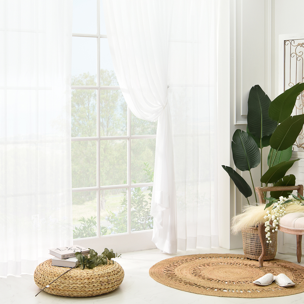 아라크네 도톰 차르르 쉬폰커튼 화이트 거실 속커튼 45x260