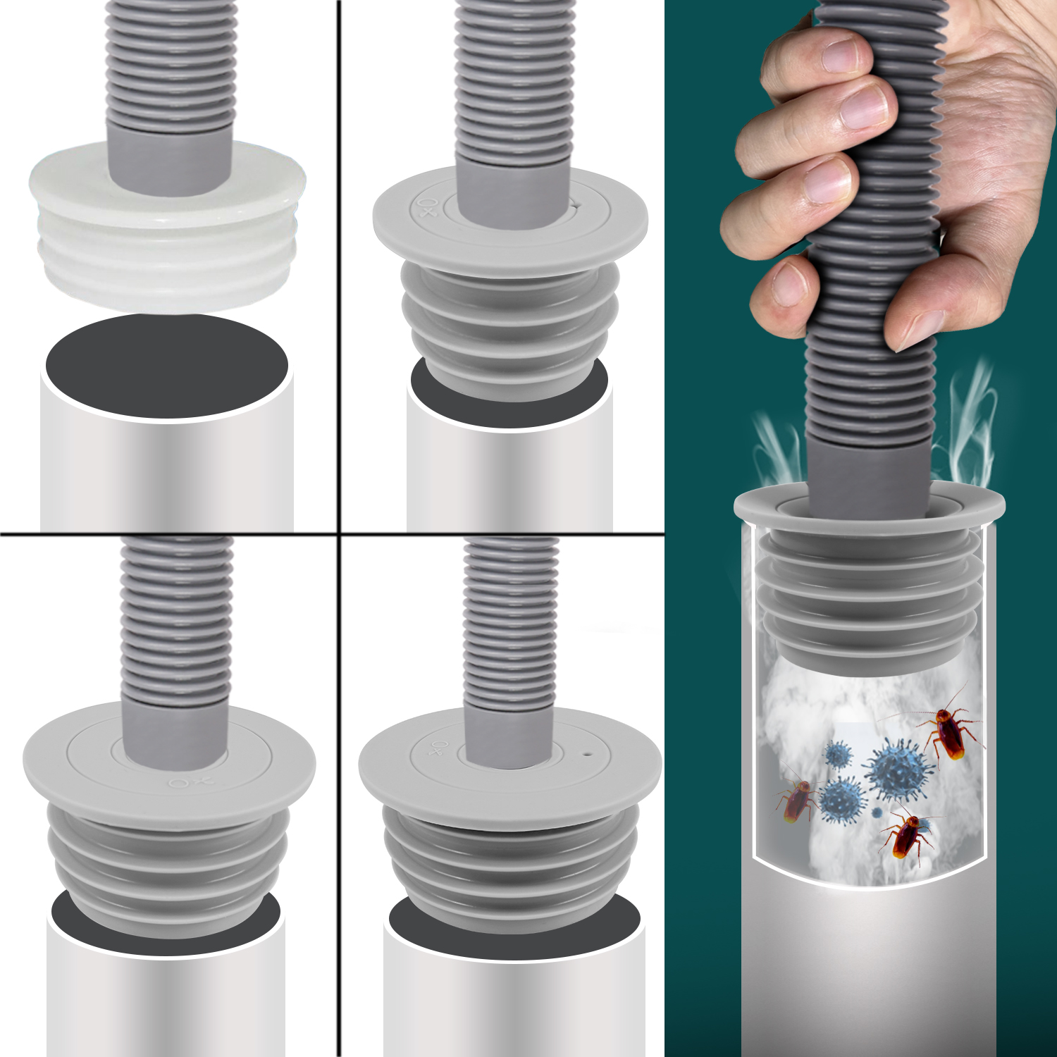 하수구트랩 배수구 세탁기 싱크대 하수관 냄새제거 차단 40-50mm