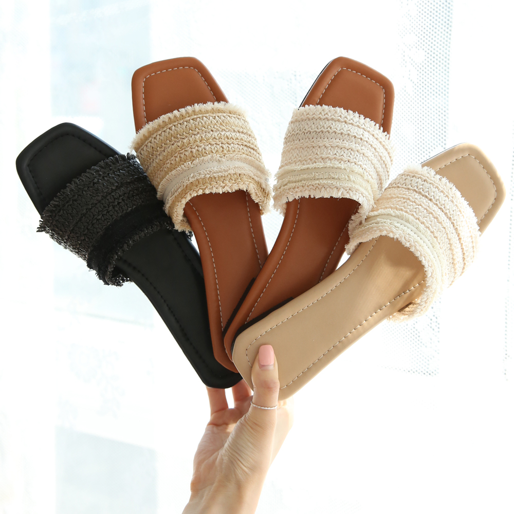 발편한 쿠션 여성 빅사이즈 슬리퍼 라탄슬리퍼