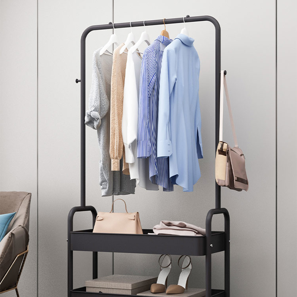 이동식행거 철제 수납 2단 서랍 미니 옷가게 고정식 스탠드옷걸이