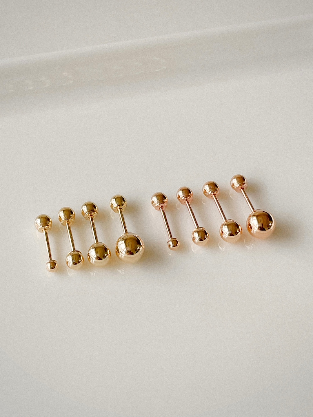14k 베이직 골드 볼 피어싱 - 귀걸이겸용 얇은피어싱 2mm 3mm 4mm 5mm 심플 - 상세 이미지 3