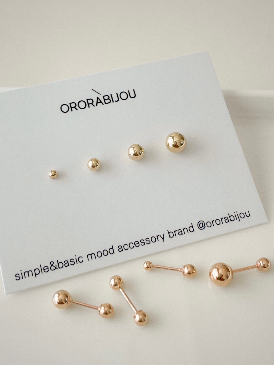 14k 베이직 골드 볼 피어싱 - 귀걸이겸용 얇은피어싱 2mm 3mm 4mm 5mm 심플 - 상세 이미지 2