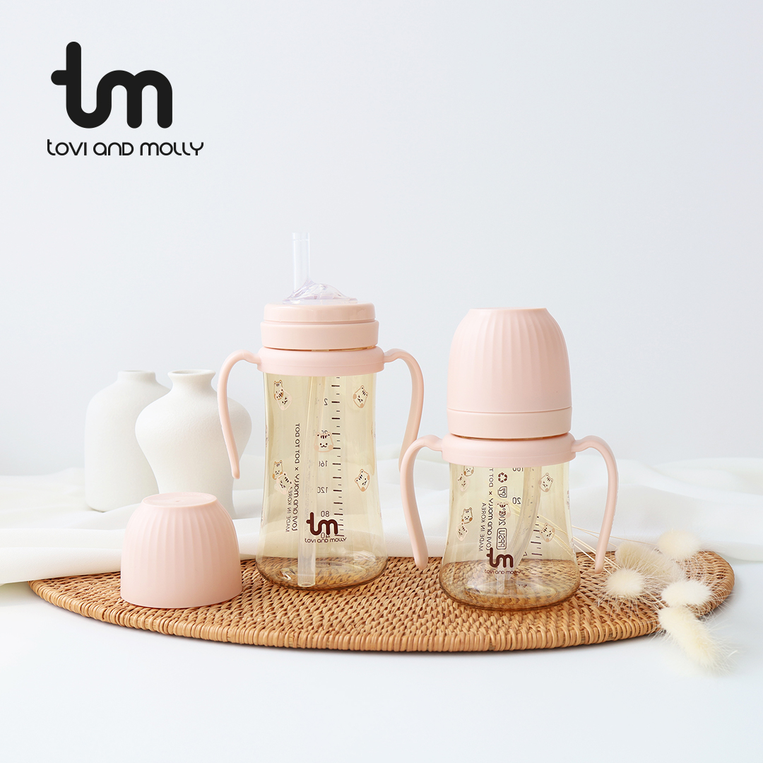 [토비앤몰리] 새지않는 아기 유아 물컵 이유식 자기주도 빨대컵 돗람이 핑크 180ml 280ml 이미지 7