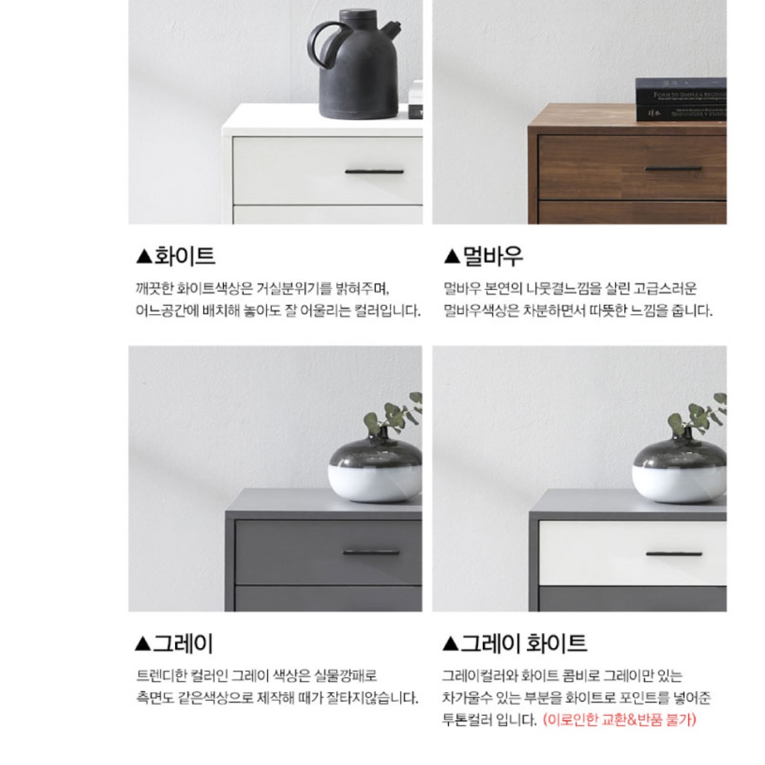 하이그로시 서랍장 엔틱 소형 낮은 미니 옷 서랍장 안방 서랍장 - 상세 이미지 2