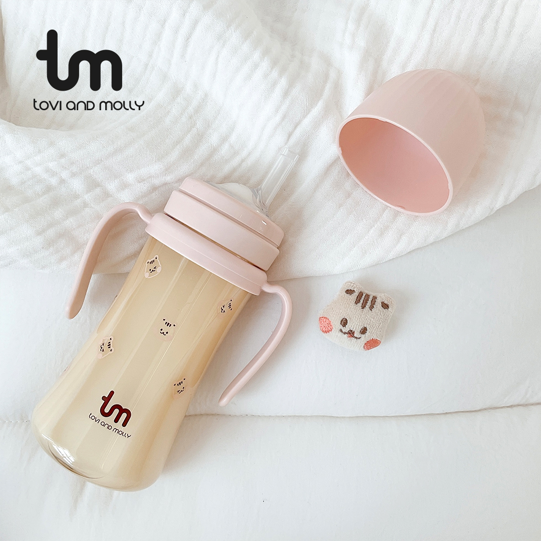 [토비앤몰리] 새지않는 아기 유아 물컵 이유식 자기주도 빨대컵 돗람이 핑크 180ml 280ml - 상세 이미지 5