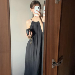 나트랑 홀터넥 플리츠 여름 바캉스룩 휴가룩 루즈핏 쉬폰 백리스 롱 맥시 ... 착용 후기 | 사이즈/핏 총정리 - 상품 이미지 1