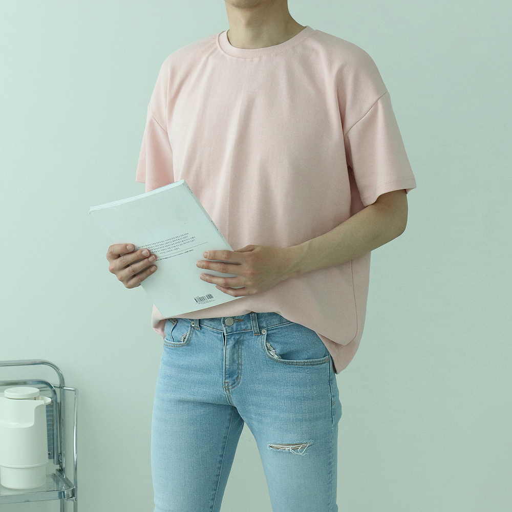 남자반팔티 빅사이즈 오버핏 파스텔 커플반팔티 - 상품 이미지