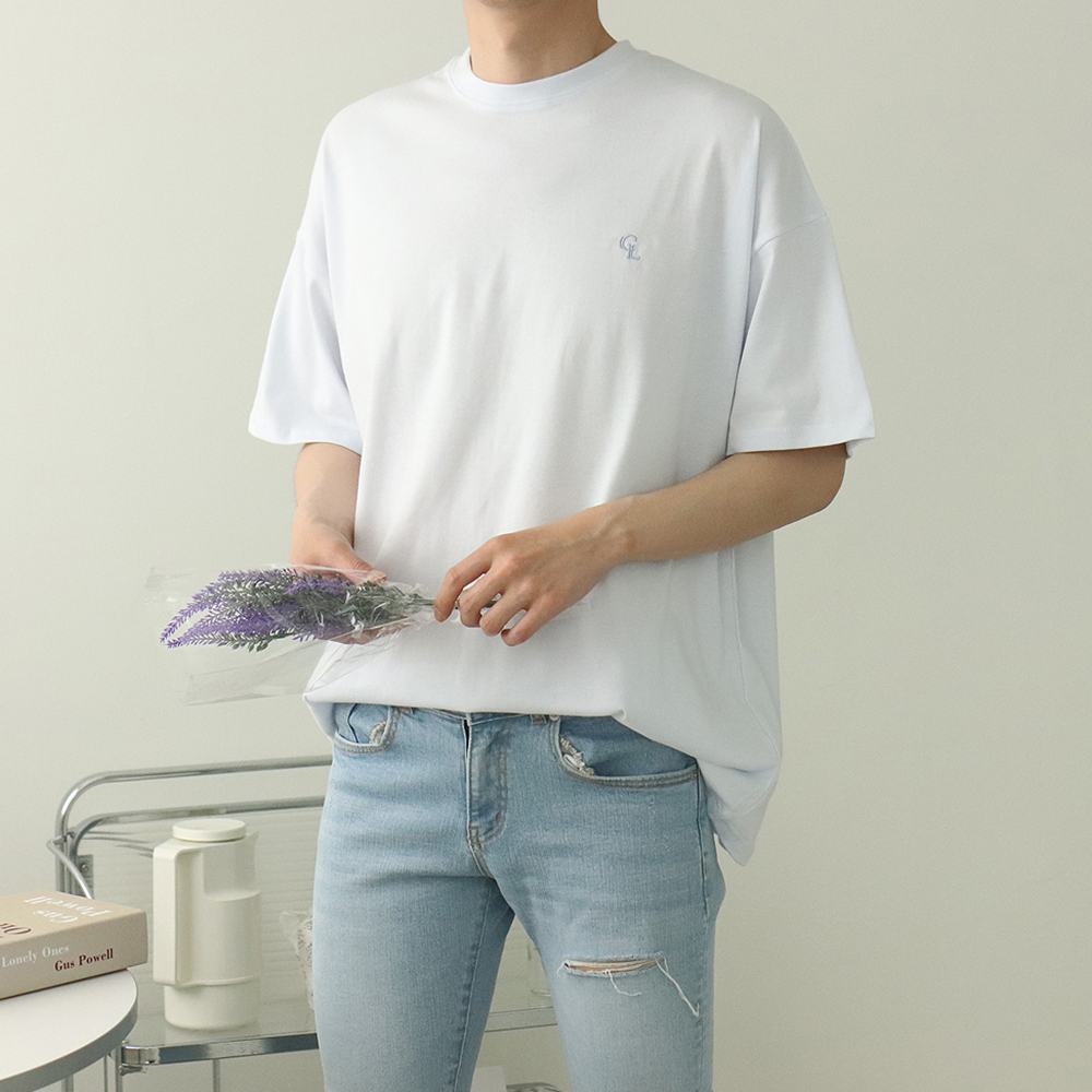 남자오버핏반팔티 빅사이즈 면 자수 커플반팔티 제품 이미지