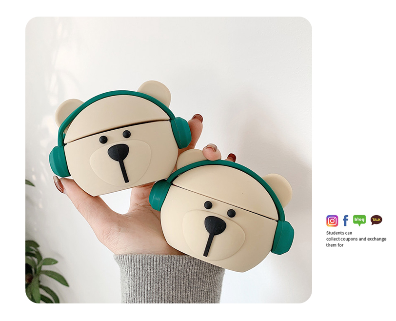 에어팟 프로용 귀여운 북극곰 뮤직베어 에어팟 케이스 - 상세 이미지 4