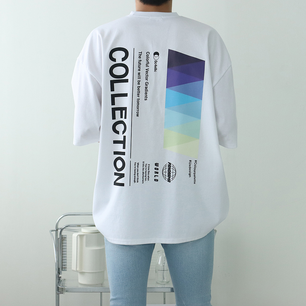 남자반팔티 프린팅 커플 분또 남자7부티 - 상품 이미지