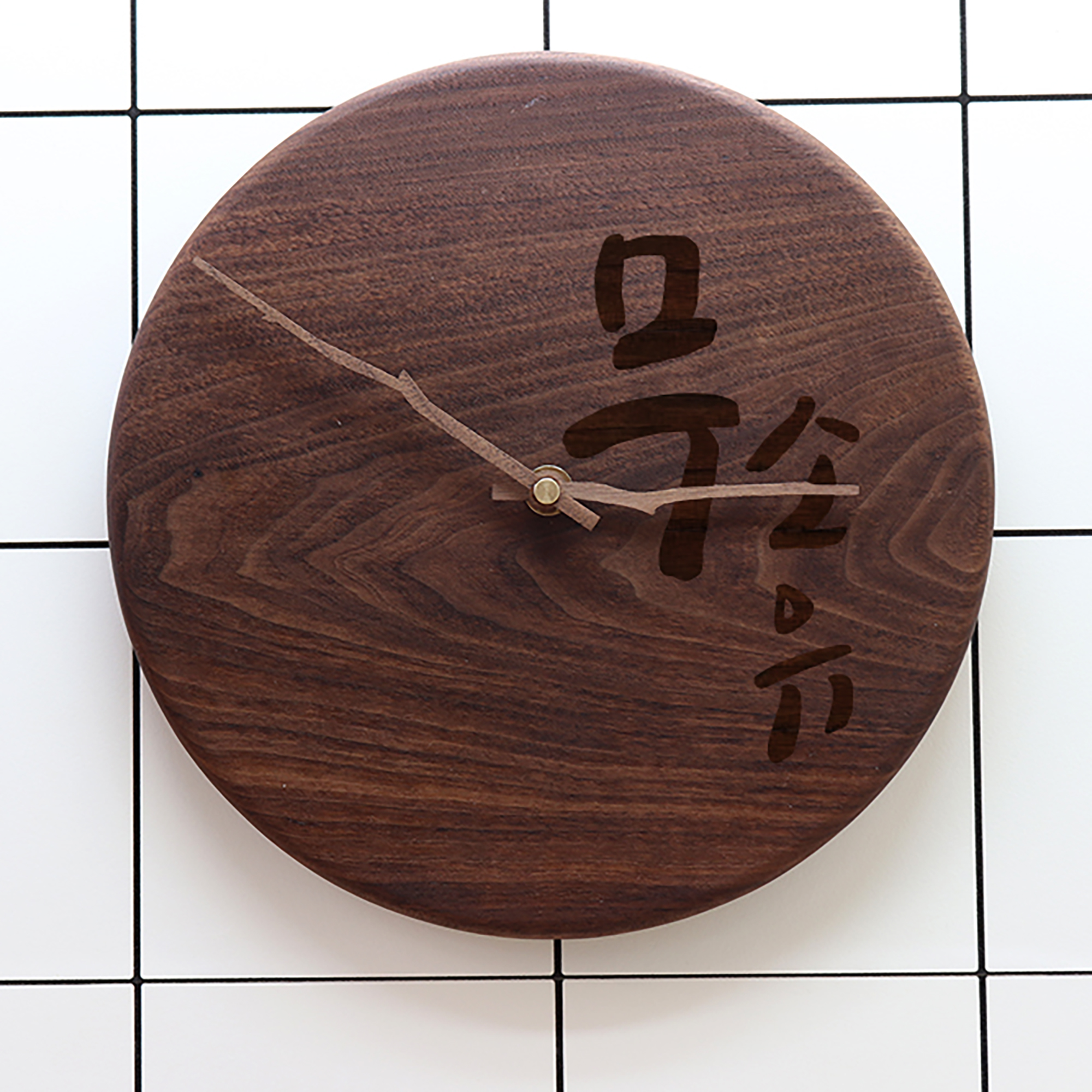 체리 불교 각인 25cm 무소음 인테리어 우드 벽시계 & 탁상시계 - 상세 이미지 4