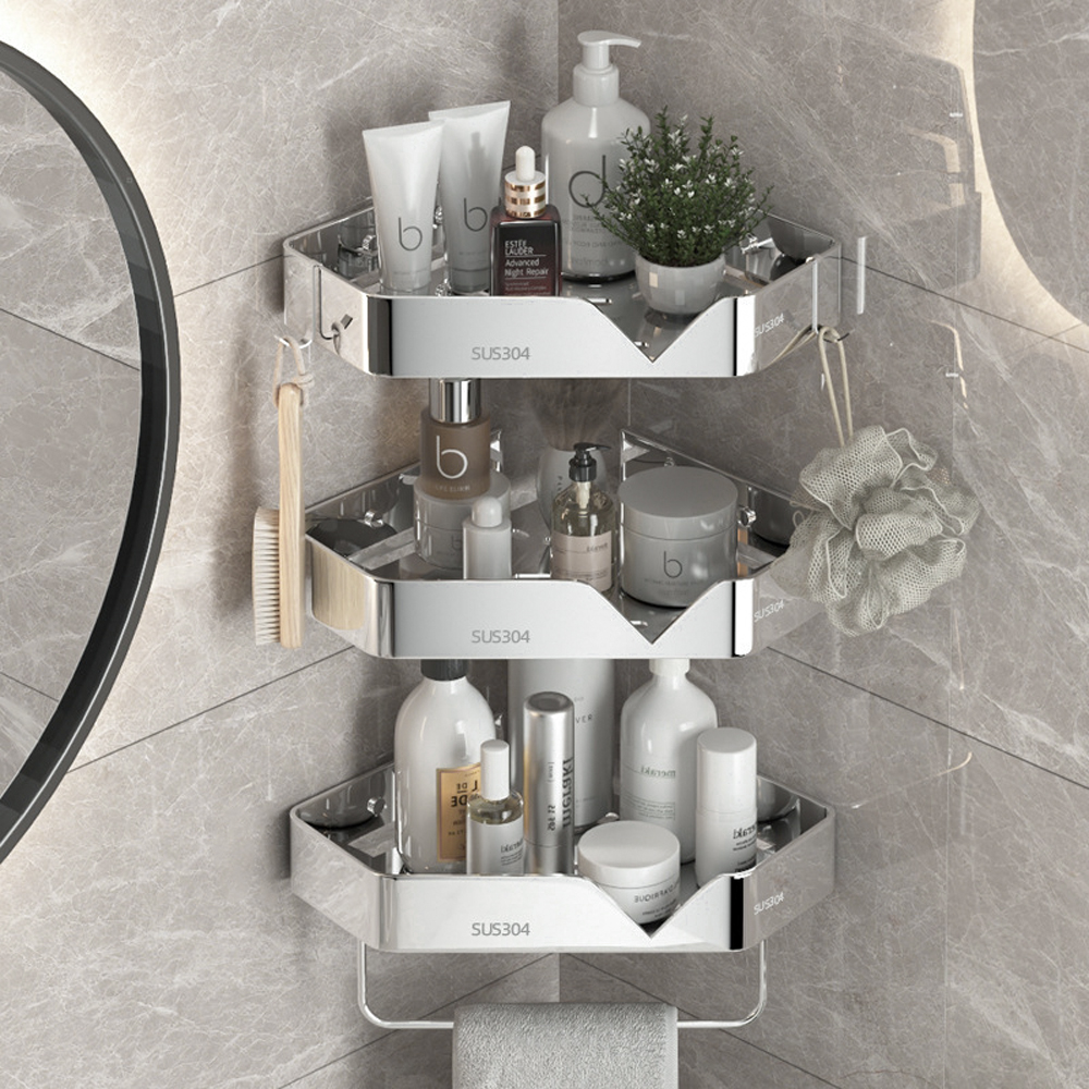 스텐304 화장실코너선반 무타공욕실선반 욕실정리대