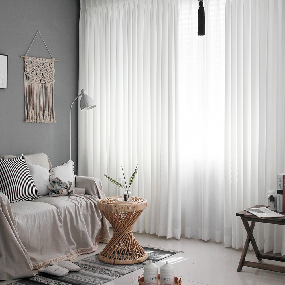 나비주름 퓨어 화이트 거실 안방 국내산 암막커튼 핀형 75x165 맞춤제작 겨울 방한