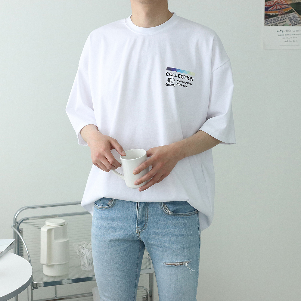 남자반팔티 프린팅 커플 분또 남자7부티 - 상세 이미지 4