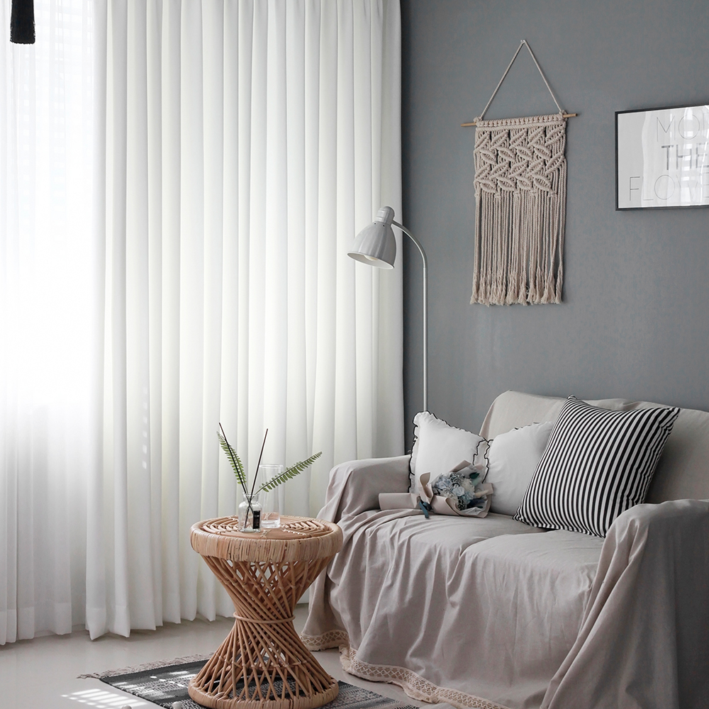 나비주름 퓨어 화이트 거실 안방 국내산 암막커튼 핀형 75x165 맞춤제작 겨울 방한