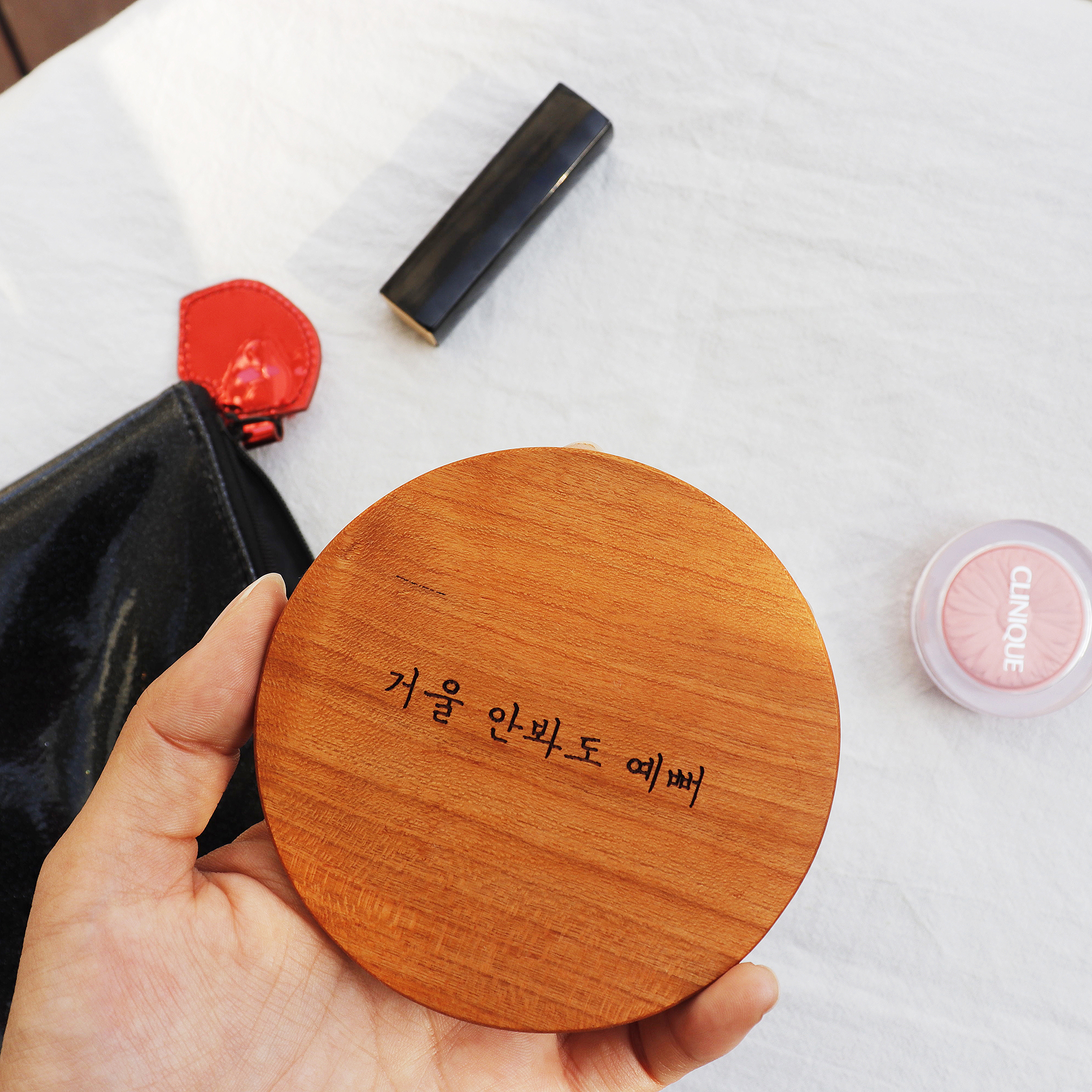 감성모먼트 각인 미니손거울 휴대용 우드 맞춤 수제 원목 단체제작 - 상세 이미지 5