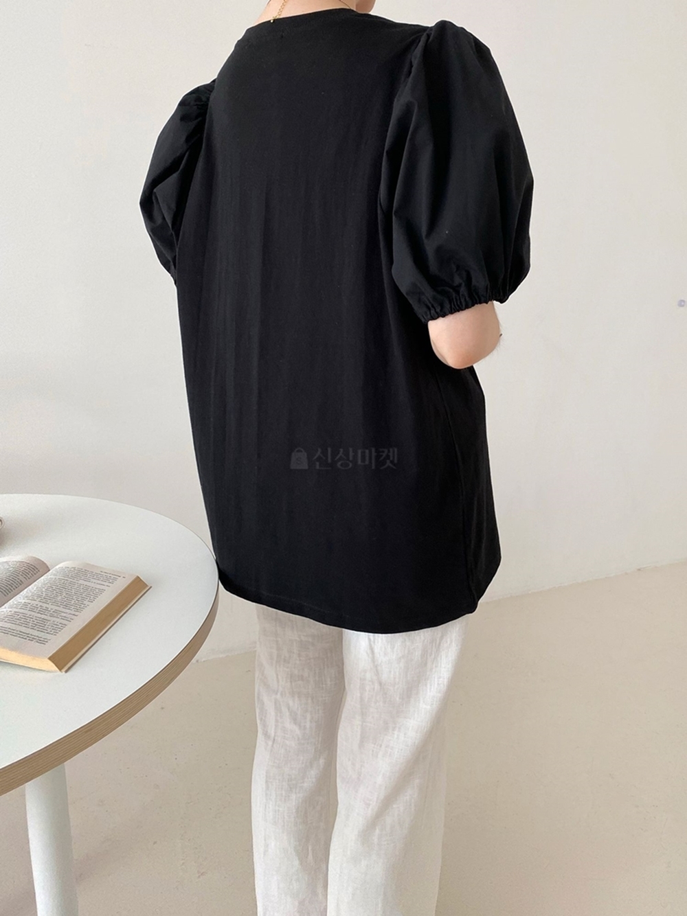 여성반팔티 벌룬 퍼프소매 셔링 레이어드 반팔 티셔츠 이미지 6