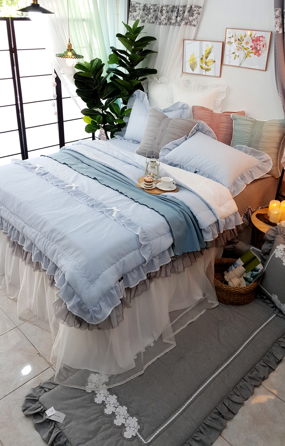 시어서커이불 여름이불 세트 퀸 슈퍼싱글침구세트 리본