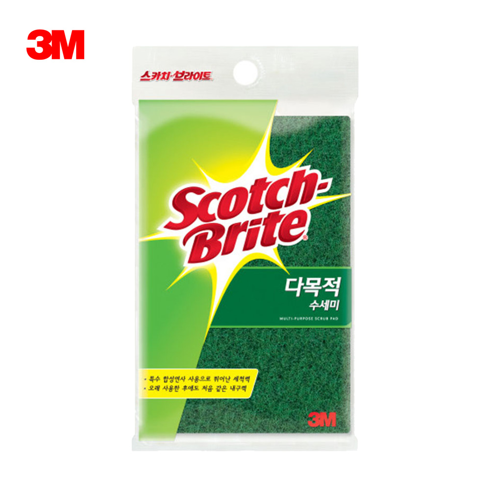 3M 다목적수세미 1매입 5매입 청 사각 녹색 대형 수세미 - 상세 이미지 2