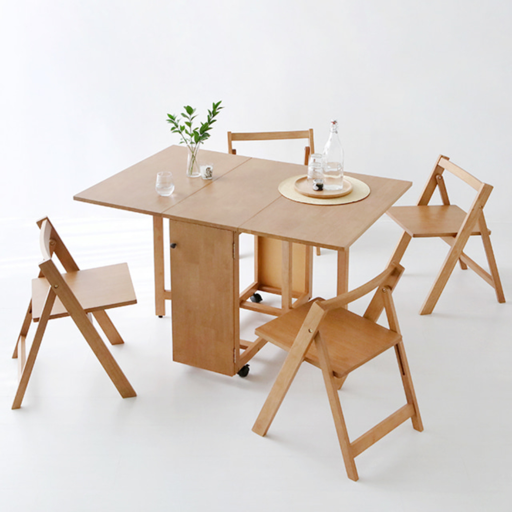 접이식 식탁 확장형 이동식 원목 4인용 좁은주방 공간활용 접는 미니 식탁