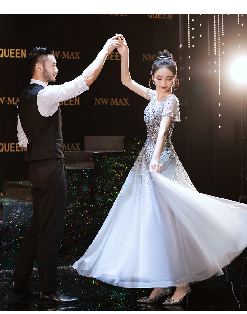 스팽글 비즈 2부 약혼 파티 연주회 피로연 스냅촬영 이브닝 셀프웨딩드레스 - 상세 이미지 4