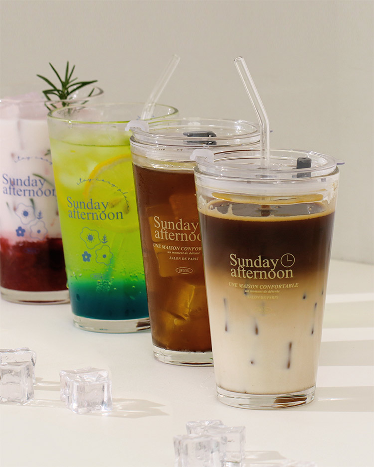 홈카페 유리컵 일자 내열유리 아이스 커피 맥주 예쁜 물잔 집들이선물 잔플리츠컵 300ml