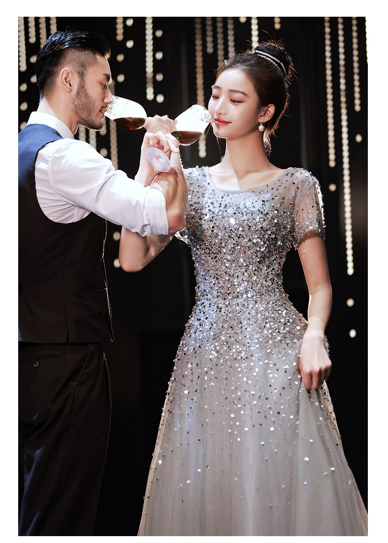 스팽글 비즈 2부 약혼 파티 연주회 피로연 스냅촬영 이브닝 셀프웨딩드레스 - 상세 이미지 3