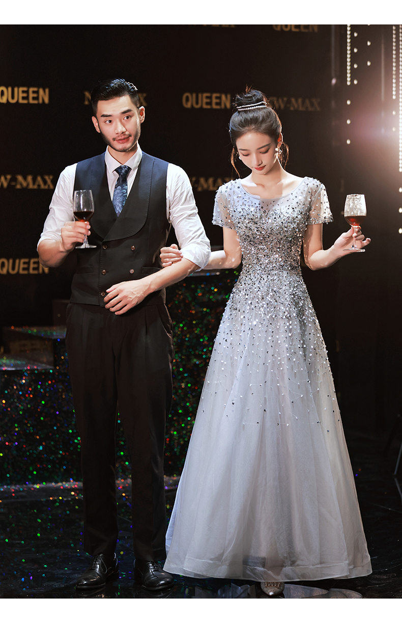 스팽글 비즈 2부 약혼 파티 연주회 피로연 스냅촬영 이브닝 셀프웨딩드레스 - 상세 이미지 5