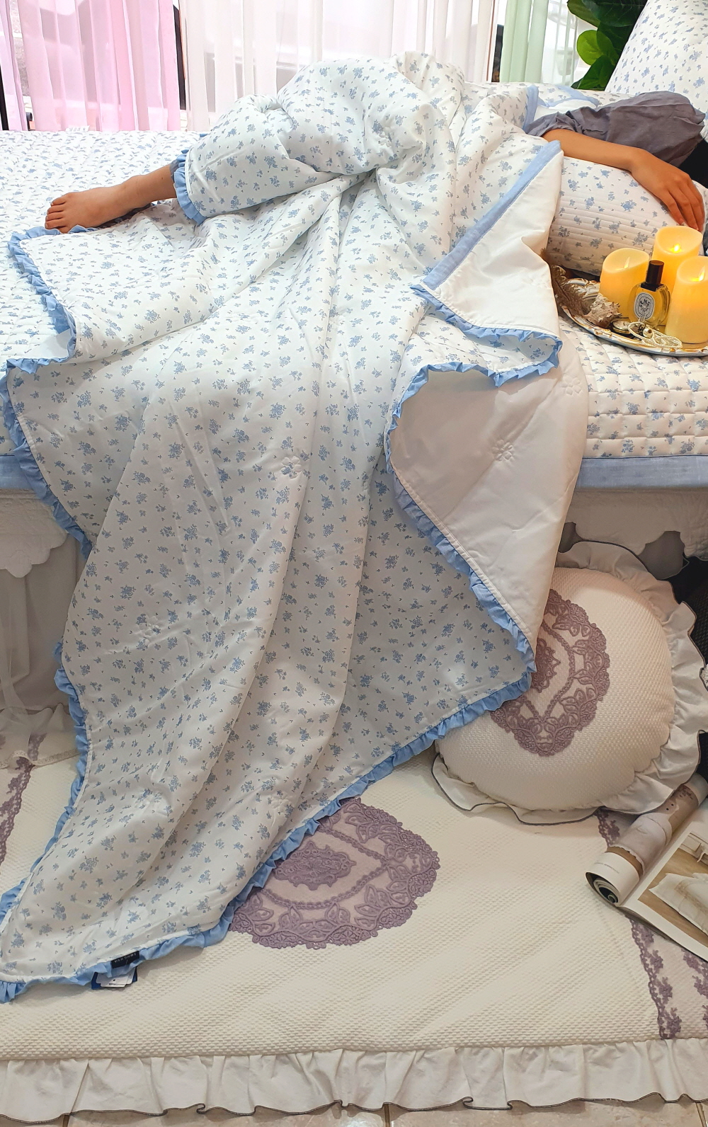 꽃무늬 슈퍼냉감 쿨 여름바디필로우 안고자는베개 롱쿠션 죽부인쿠션