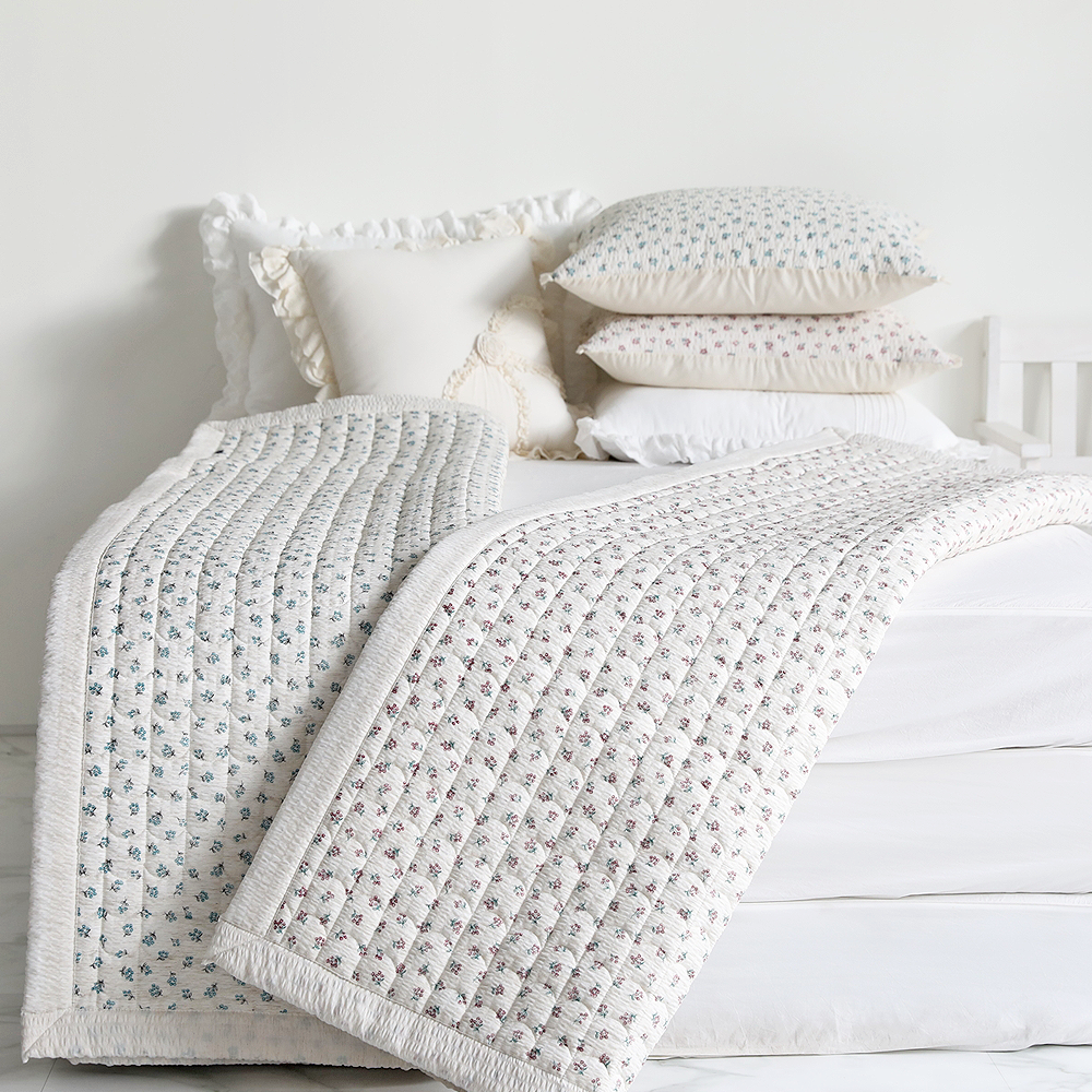 여름침대패드 햄프 플라워 슈퍼싱글 퀸 침대패드