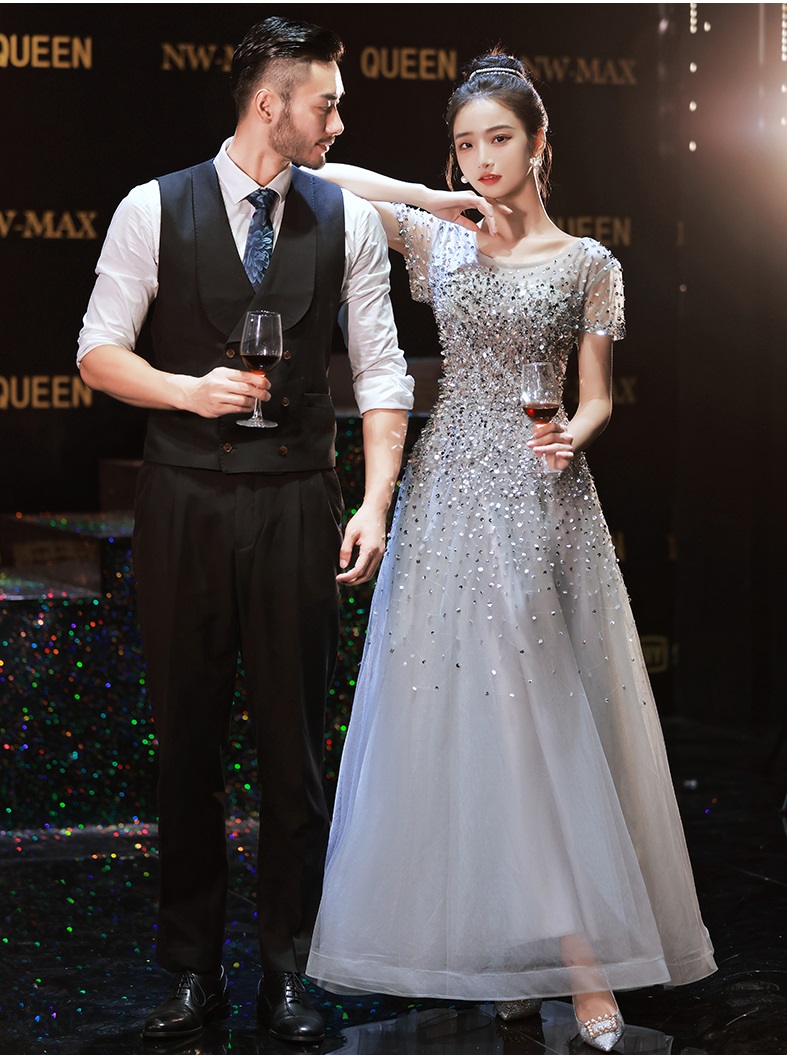 스팽글 비즈 2부 약혼 파티 연주회 피로연 스냅촬영 이브닝 셀프웨딩드레스 - 상세 이미지 2