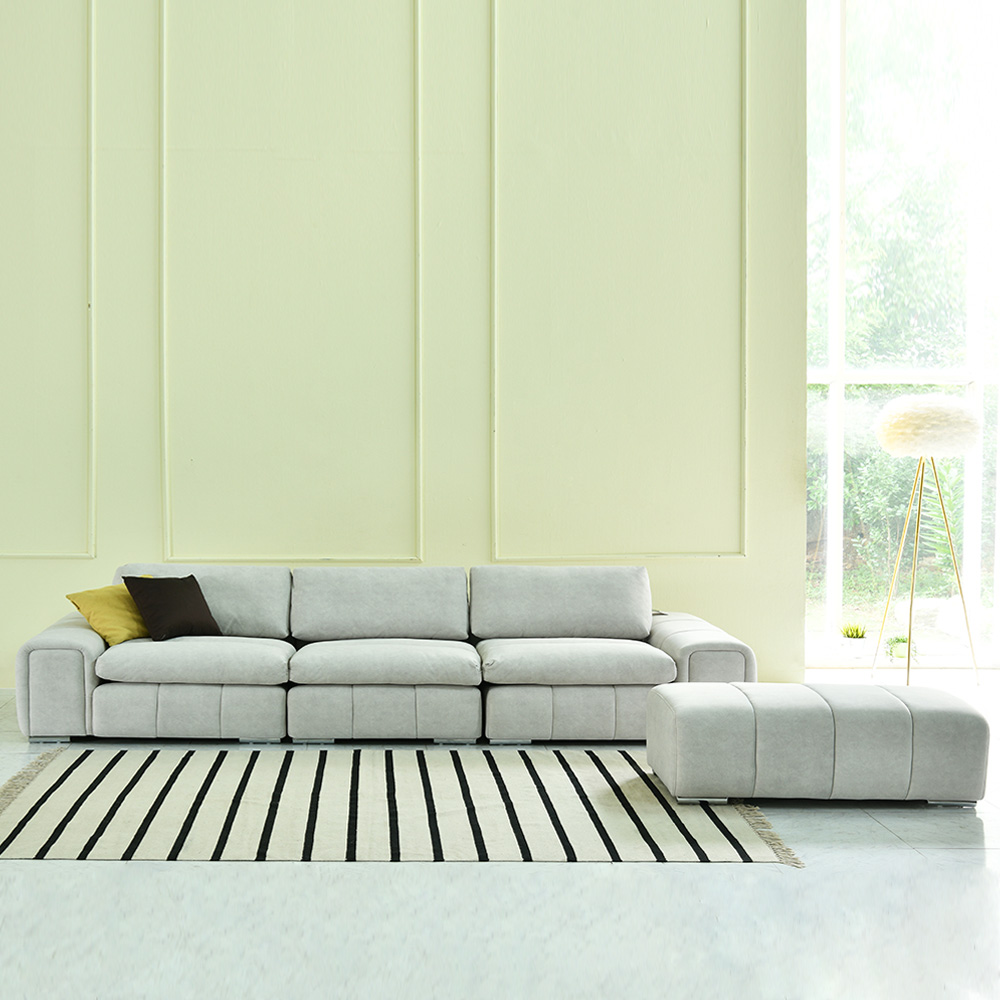 스코나 콜린스 구스 조야 아쿠아텍스 패브릭 소파 스툴포함, 연그레이, 4인용