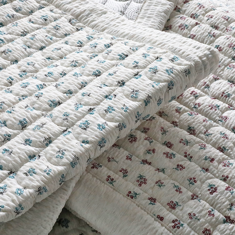 여름침대패드 햄프 플라워 슈퍼싱글 퀸 침대패드