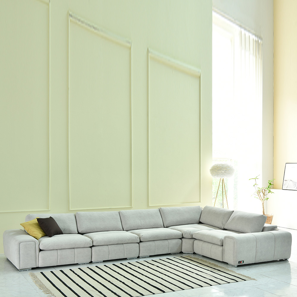 스코나 콜린스 구스 조야 아쿠아텍스 패브릭 소파 스툴미포함, 연그레이, 6인용