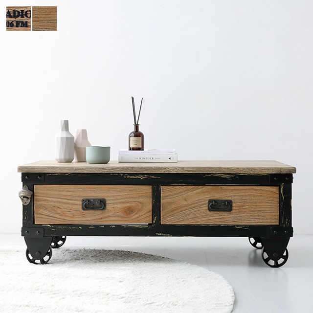 거실 소파 빈티지 원목 커피테이블 앤틱 좌식 서랍 수납 낮은 소파테이블