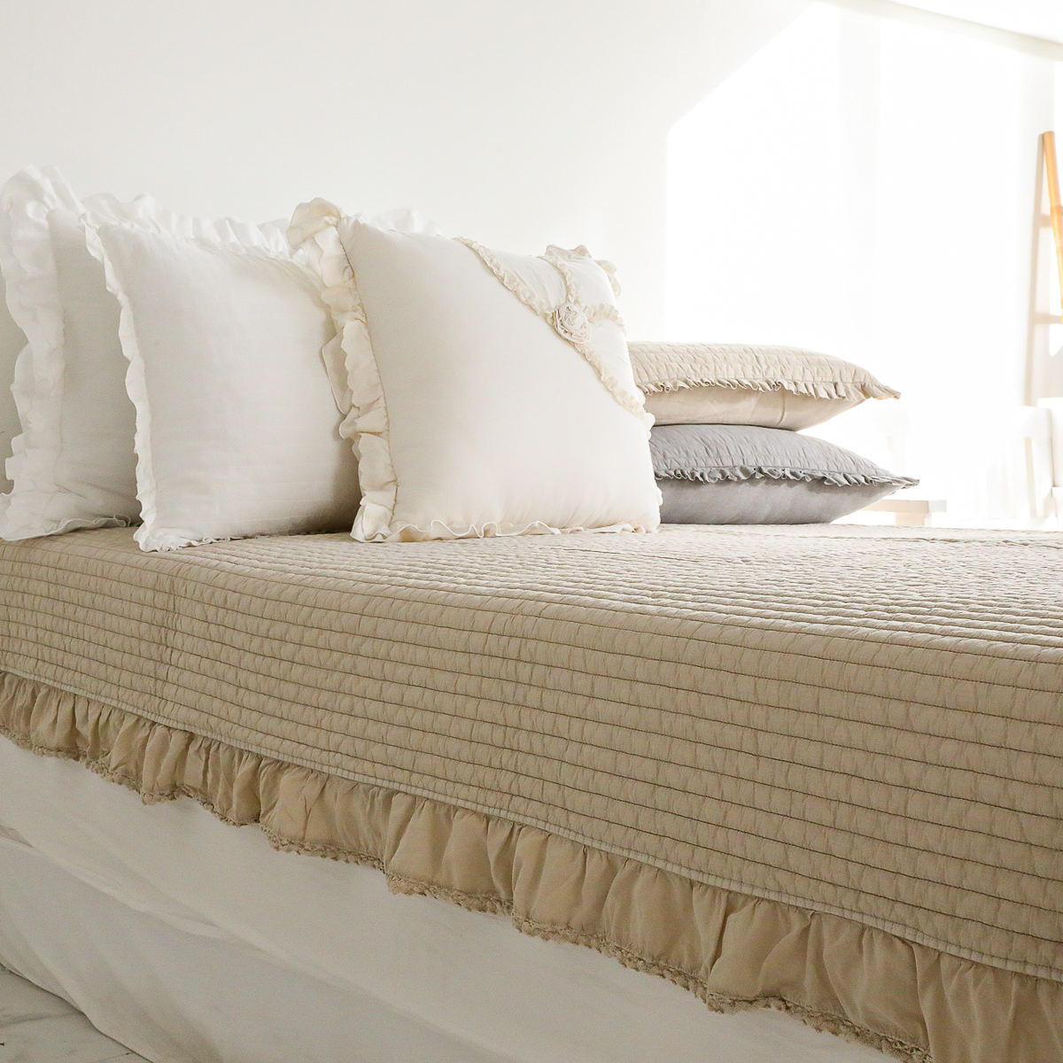 피그먼트침대패드 순면 이불패드 60수 큰골 줄누비 퀸 킹 양면