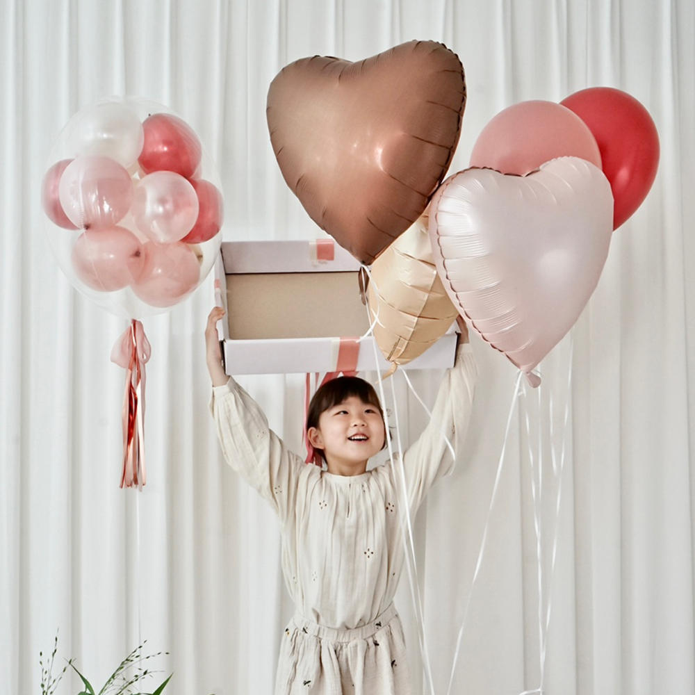 하트 레터링 은박 풍선 헬륨 완제품 호일 생일 기념일 아기 파티 돌 백일 돌잔치 이벤트 - 상세 이미지 4