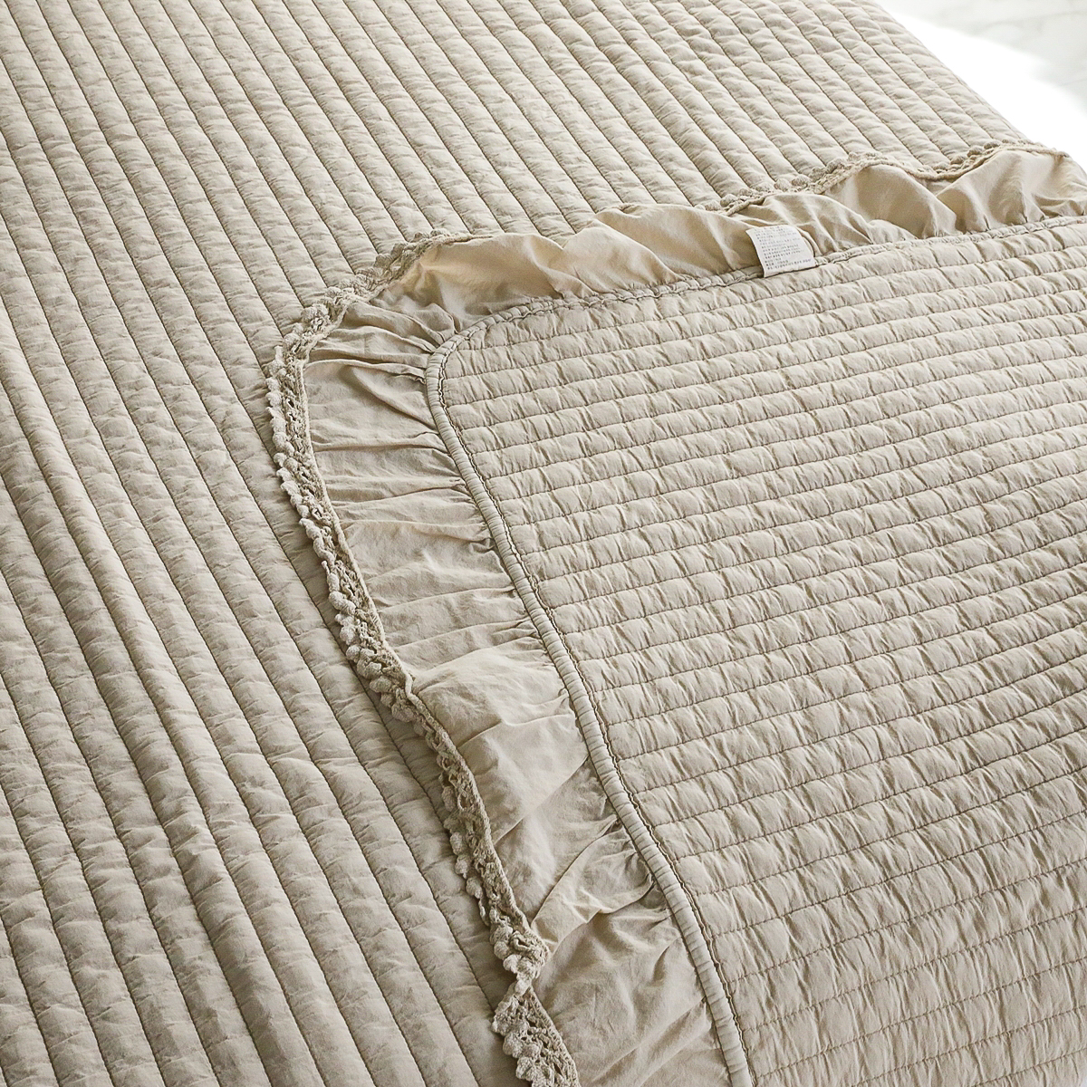 피그먼트침대패드 순면 이불패드 60수 큰골 줄누비 퀸 킹 양면