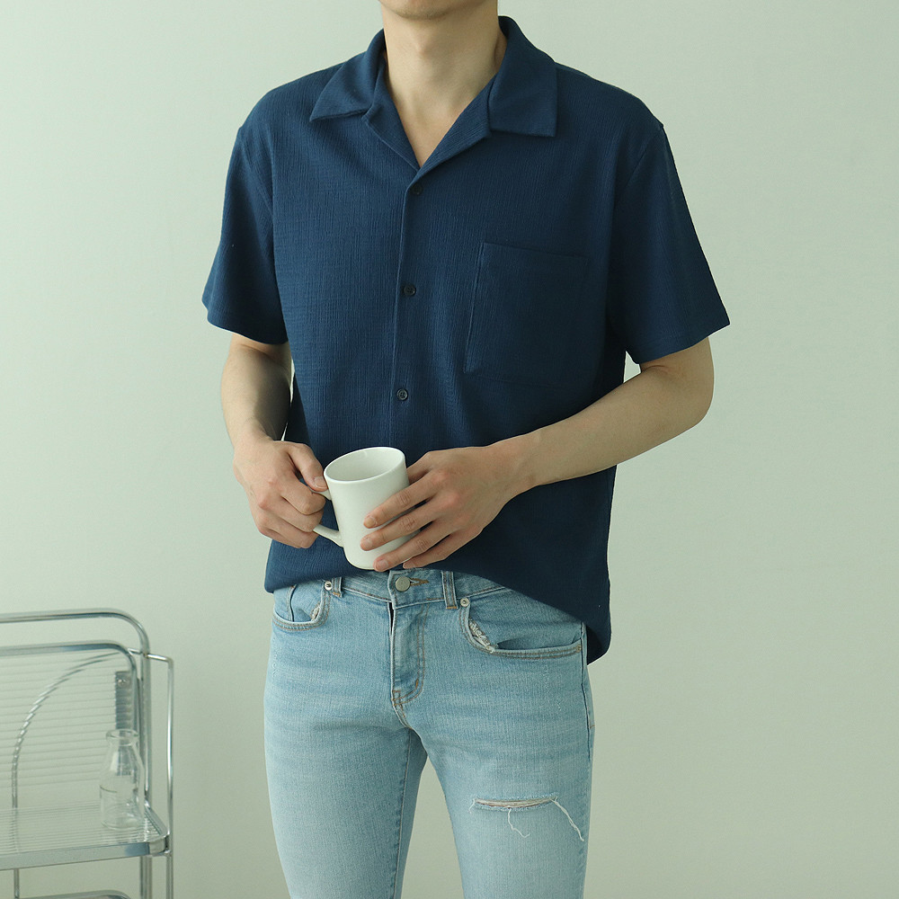 남자반팔셔츠 커플남방 구김없는 링클프리 남자셔츠 - 상세 이미지 2