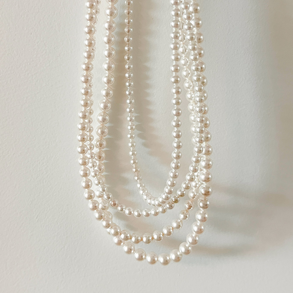 베티유 14k골드필드 스와로브스키 4,5,6mm진주 레이어드 혼주 웨딩 결혼식 목걸이 - 상품 이미지