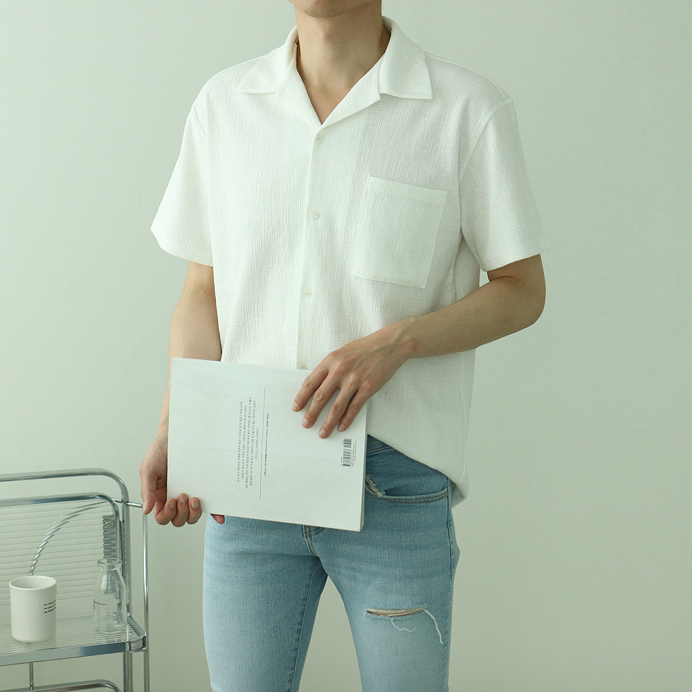 남자반팔셔츠 커플남방 구김없는 링클프리 남자셔츠 - 상세 이미지 4