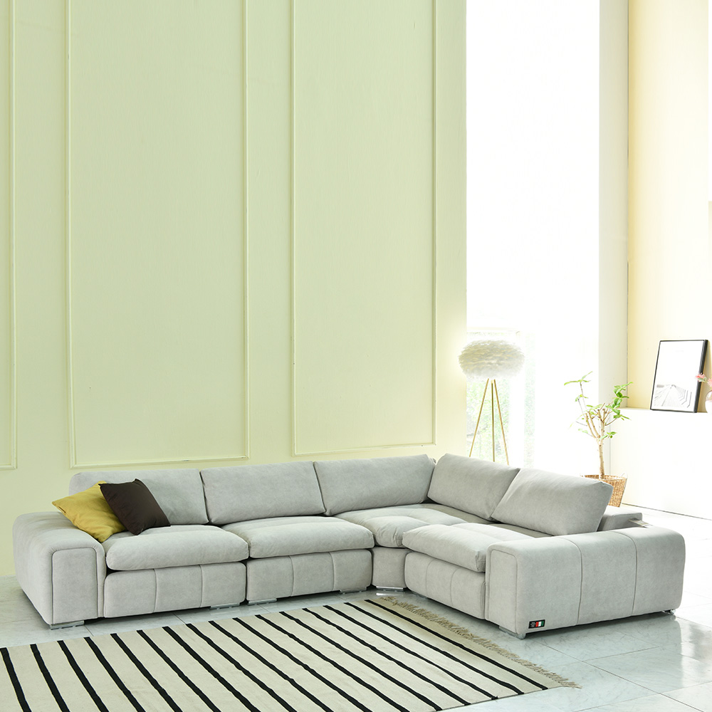 스코나 콜린스 구스 조야 아쿠아텍스 패브릭 소파 스툴미포함, 연그레이, 5인용