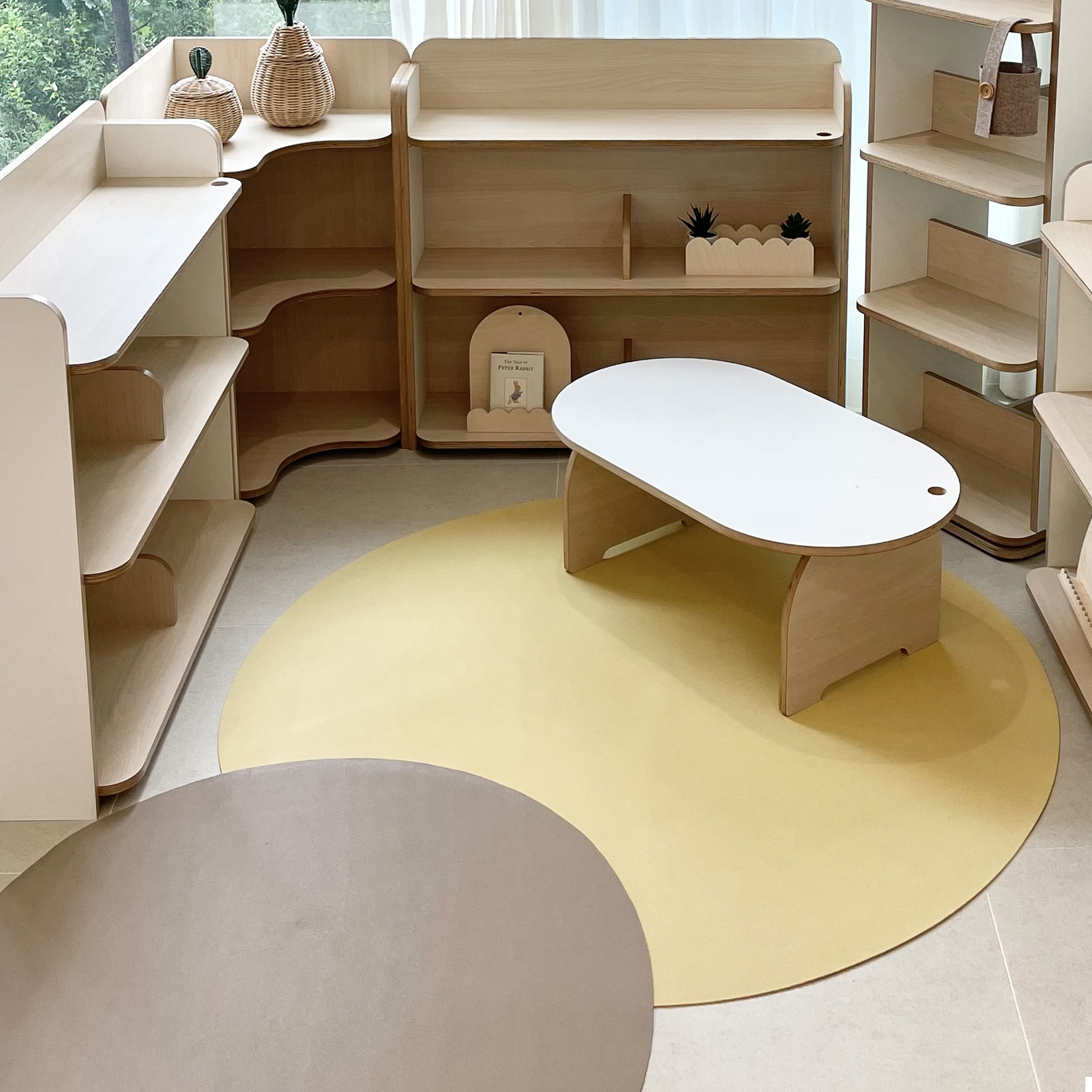 하이오즈 유아 먼지없는 사계절용 원형 양면 거실 러그 놀이매트