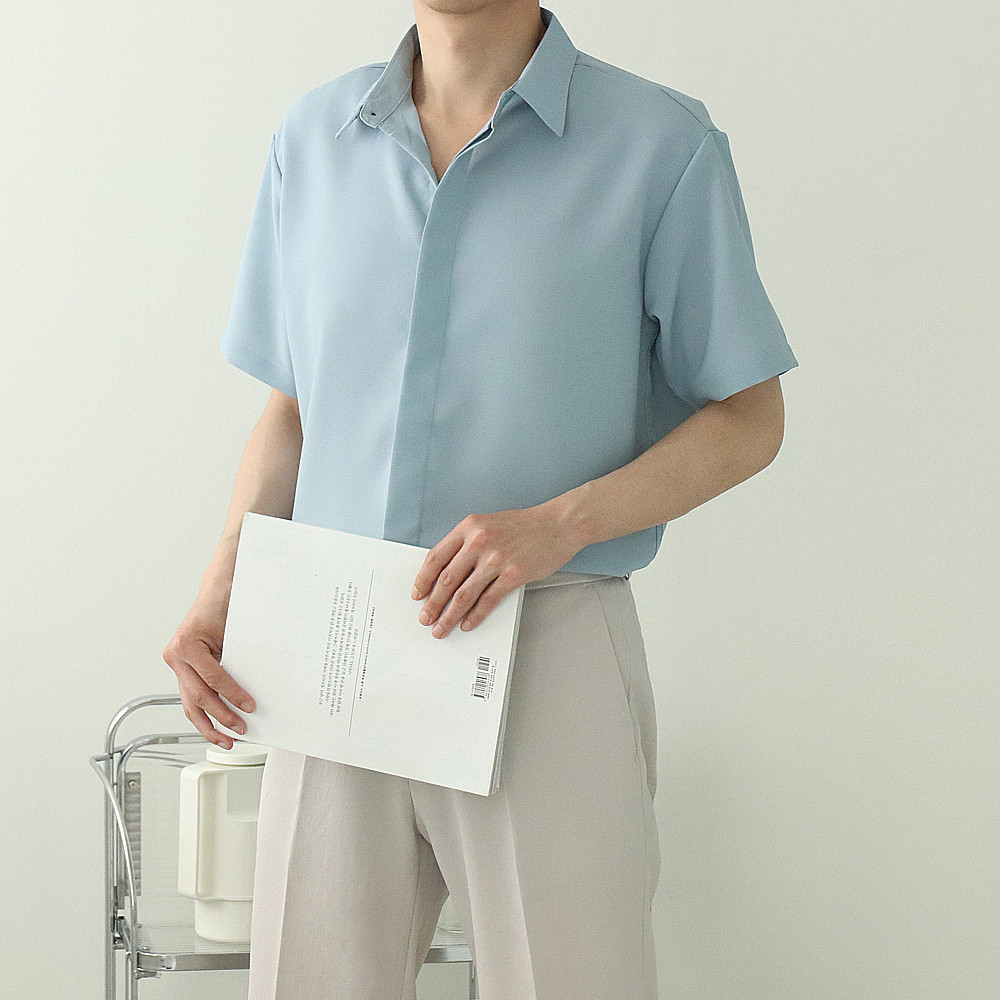 1+1 남자셔츠 오버핏 린넨남방 남성반팔셔츠 - 상세 이미지 4