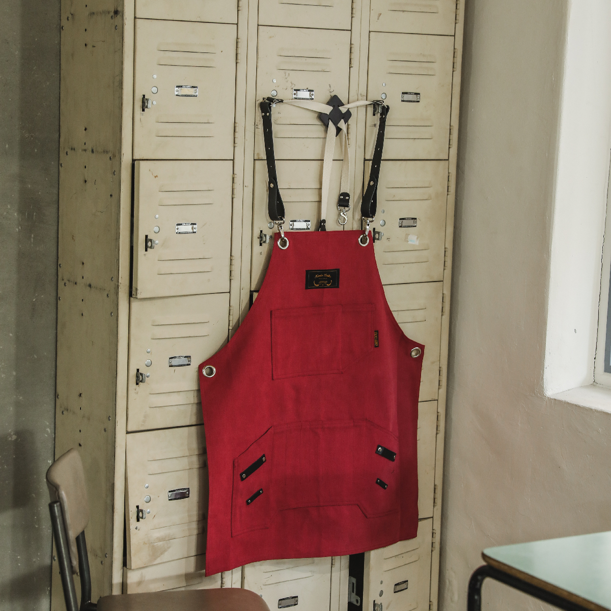 죠니 버건디 칸데오레더 공방 미용실 카페 미용사 바리스타 앞치마 미술 가죽 앞치마