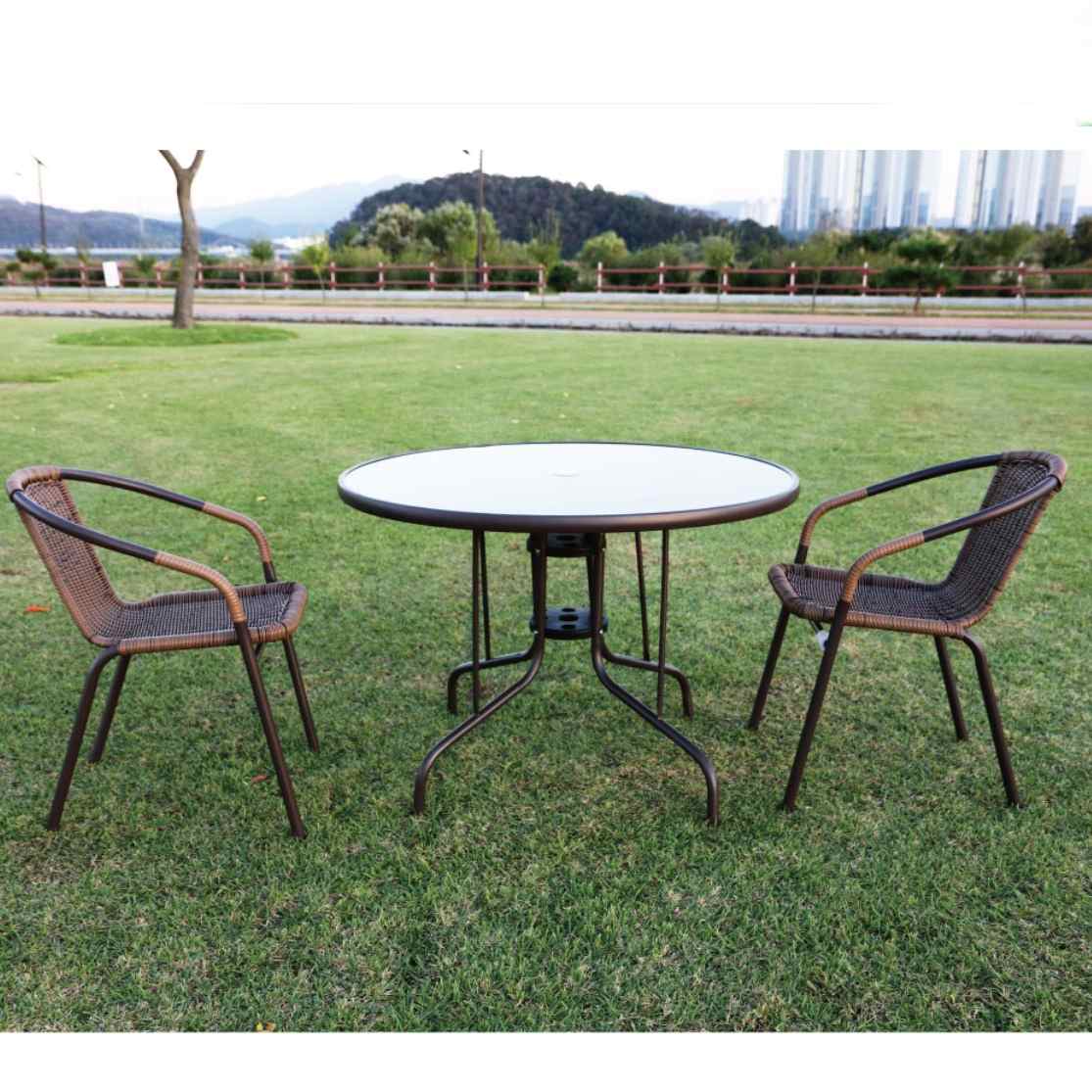 테라스테이블세트 라탄야외테이블 카페 야외용의자테이블